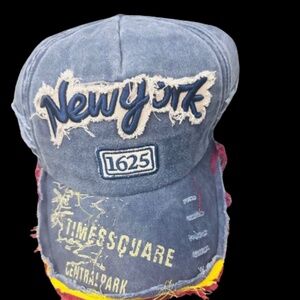 COPY - New York 1625 Embroidered  Black Washed Denim Cap Adjustable Baseball Ha…